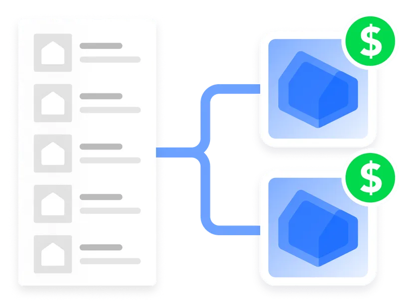 A list of homes turning into a transaction