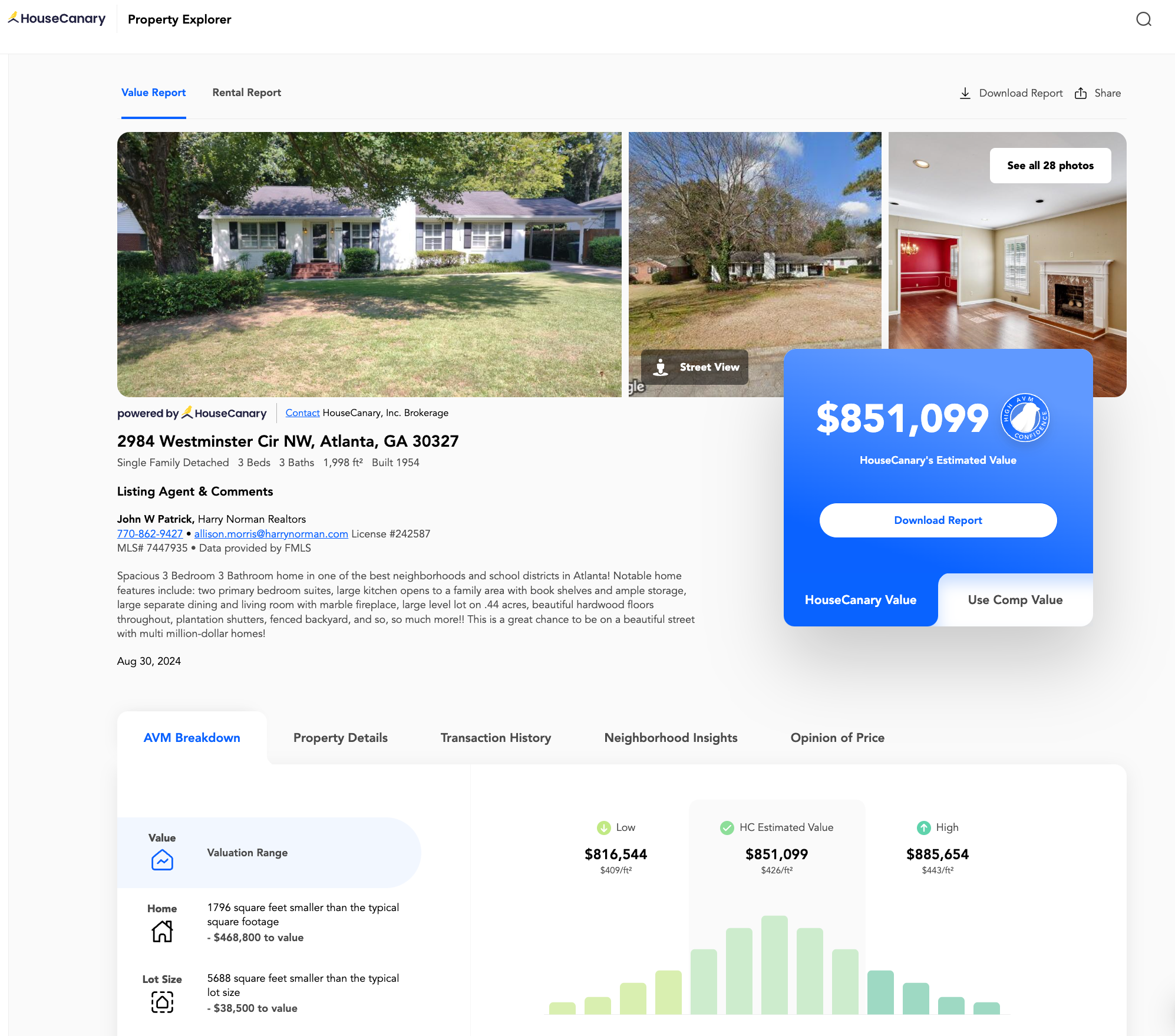 Property Explorer CMA report with real-time data, long-term appreciation forecasts, and transparent client-ready insights