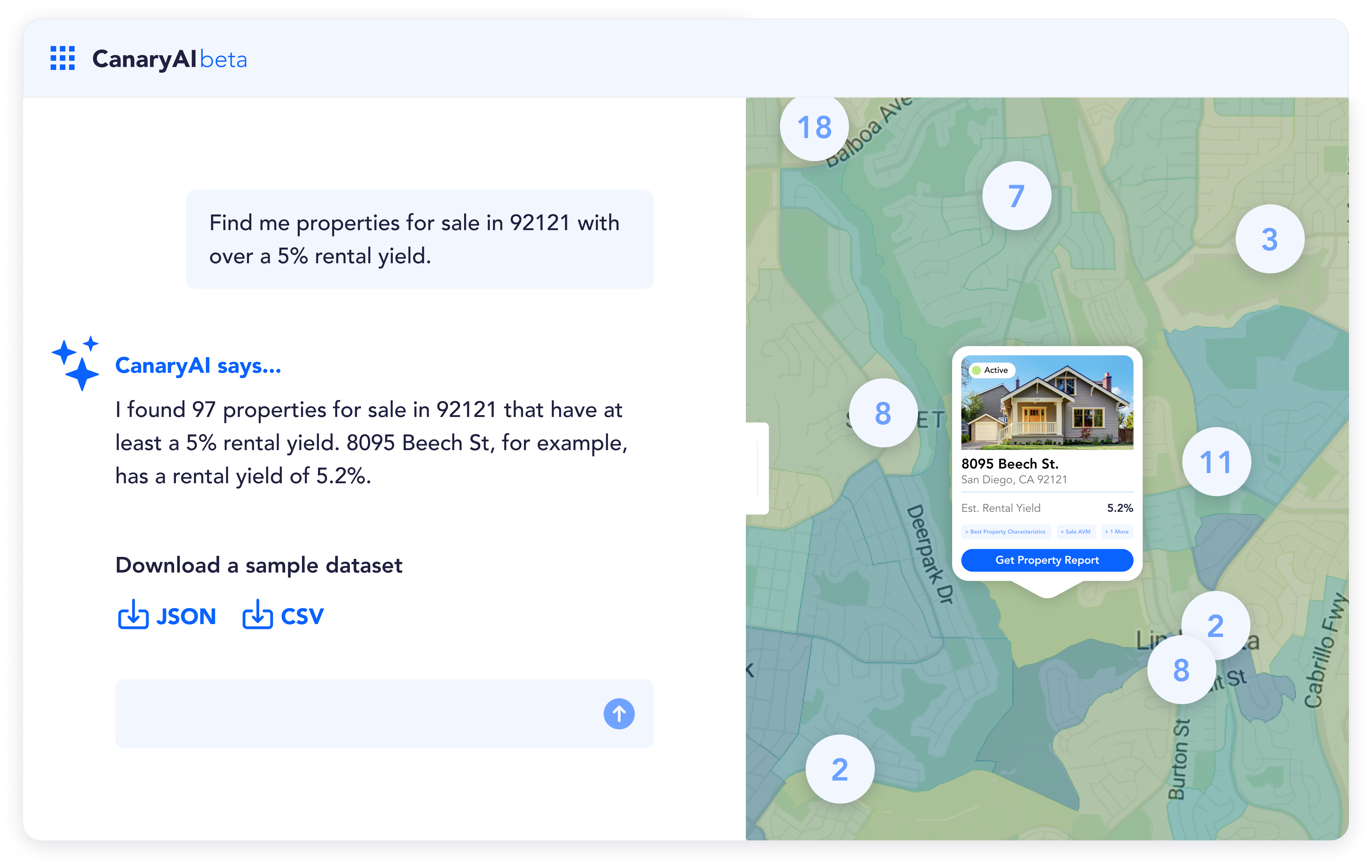 CanaryAI identifying high-yield single-family investment properties aligned with specific investor criteria and goals