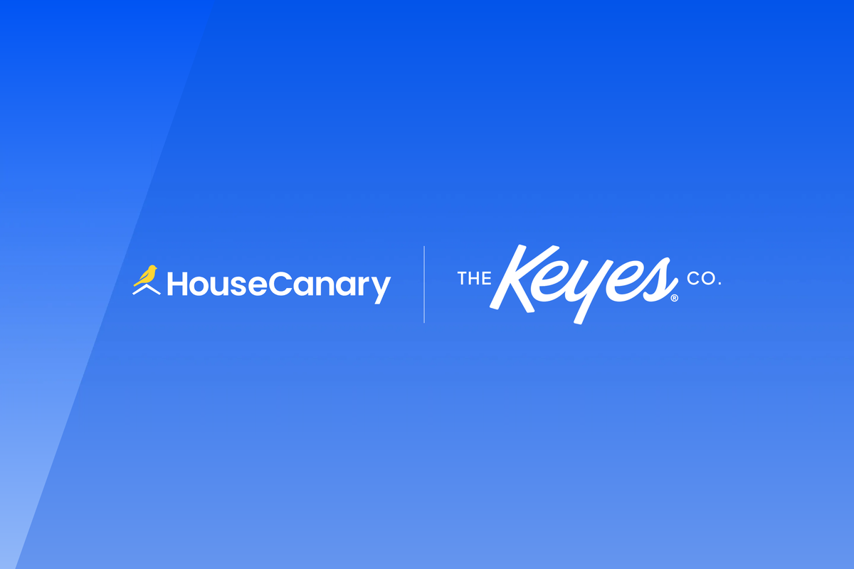 HouseCanary and The Keyes Company logos on a blue background.